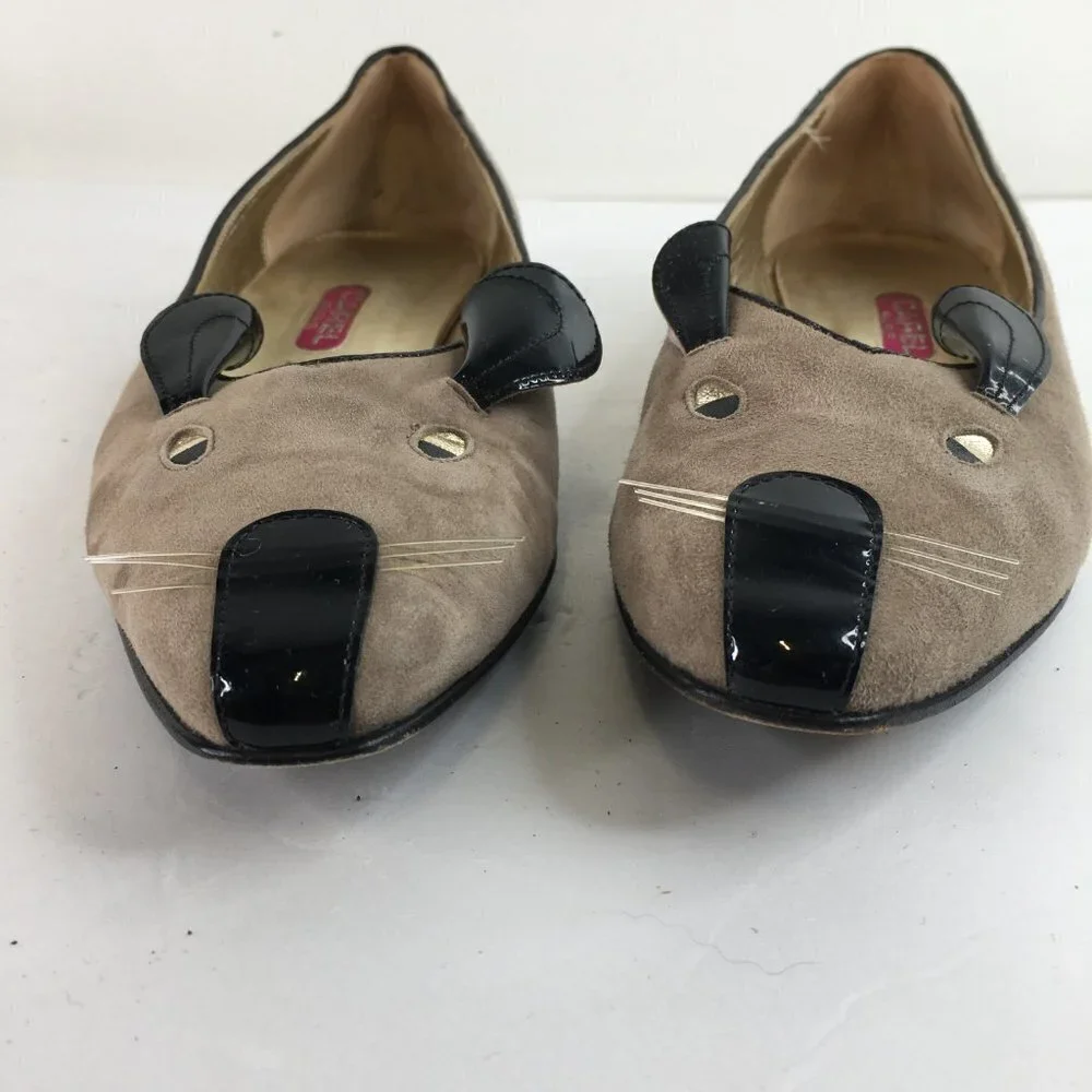 Carel Paris Mouse Tan Suede Leather Flats Size 39.5